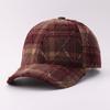 Plaid baseball cap Plaid woolen warm ripped cap European and American literary and retro sun hat