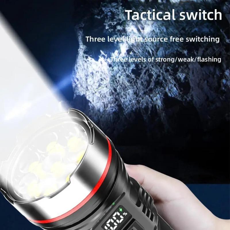 8LED High-power Flashlight Strong Light Rechargeable Camping Dimming Multi-gear LED Low Light Reminder Battery Torch Portab P2S0