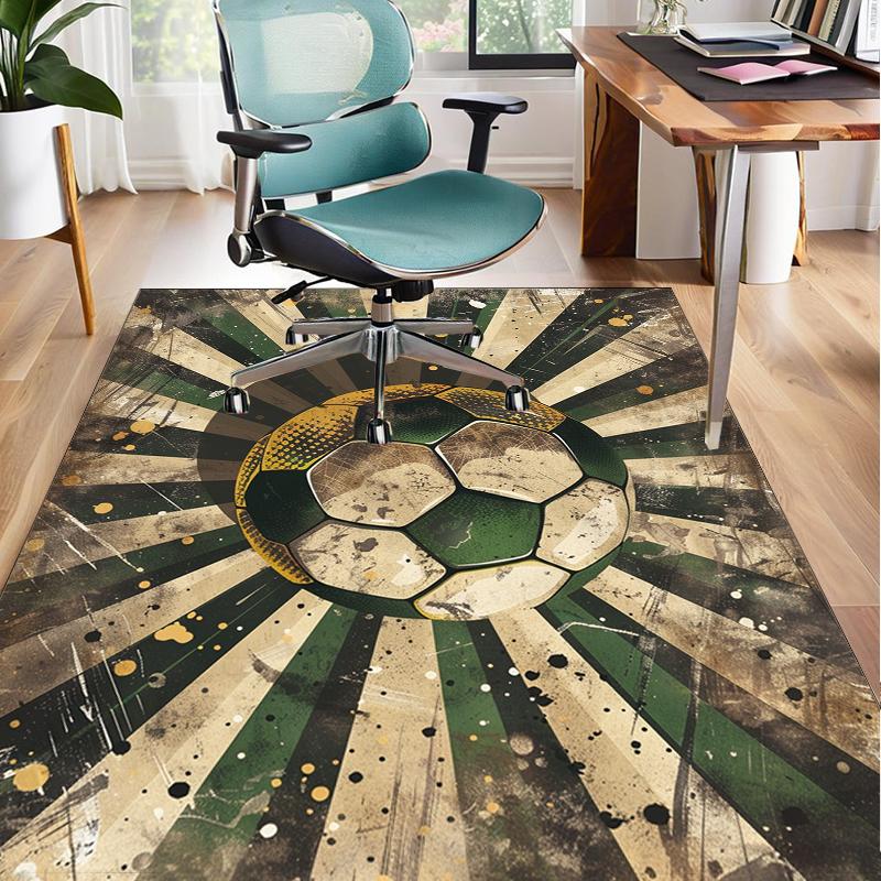 Flaming Soccer Ball Office Rug Chair Mat, Entryway Carpet, Suitable for Front Door, Bedroom, Living Room, Desk, Holiday Gift