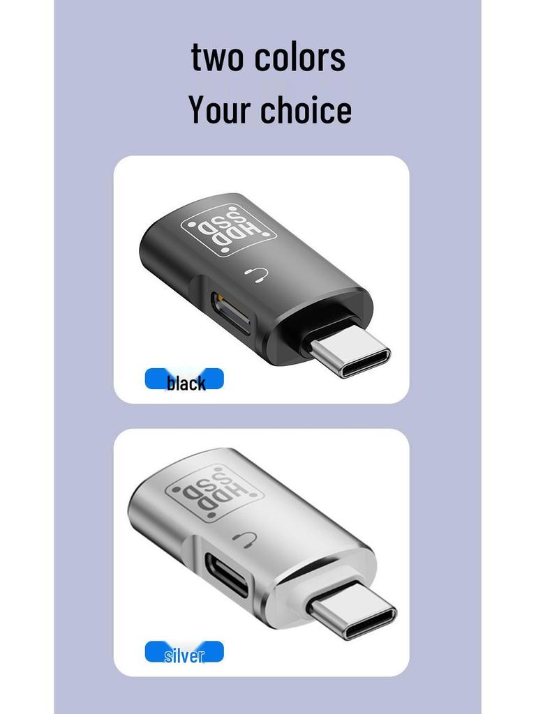 USB-C OTG Adapter for Charging and Earphones, Compatible with Apple 15 & Huawei Android Phones, PD 10W Support.