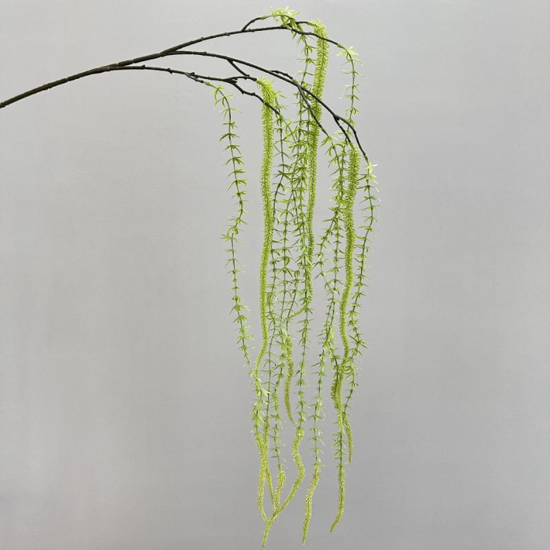 4/5pcs Wedding Artificial Green Hanging Rice Plants Floral Hall Decoration Simulation 3-Forks Willow Branch Vine Plastic Plant