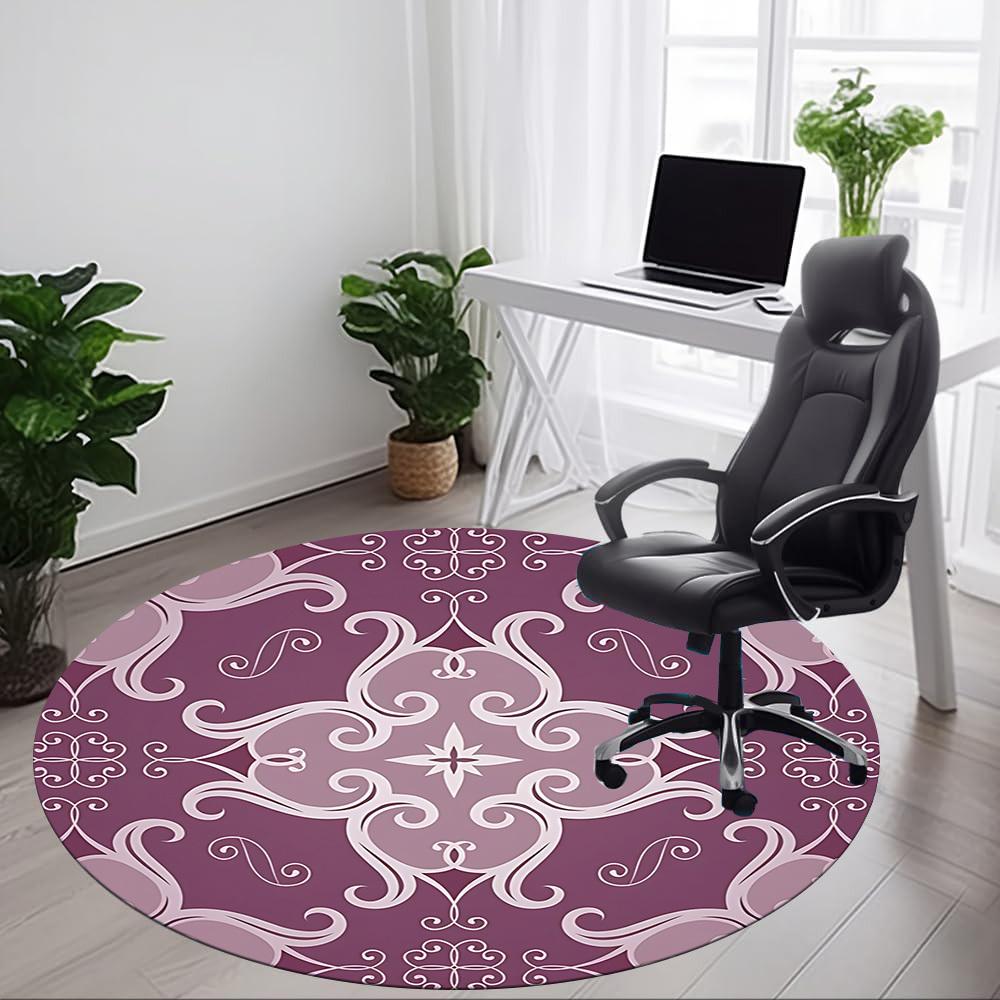1pc Floral Ornament Carpet, Round Non Slip Durable Large Size Office Carpet, Suitable for Office