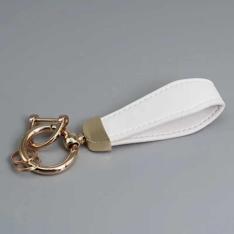Custom LOGO Vintage PU Leather Keychain Laser Engrave Metal Car Keyring Personalize Texts Key Chains for Men and Women Gift