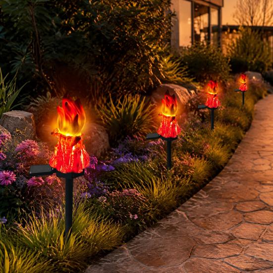 Gartenbeleuchtung Solar-Fackel-Licht, Wasserdichte LED-Fackel mit Erdspieß, Kabellose Lichter für Wege im Freien, Lagerfeuer, Gehweg, Innenhof