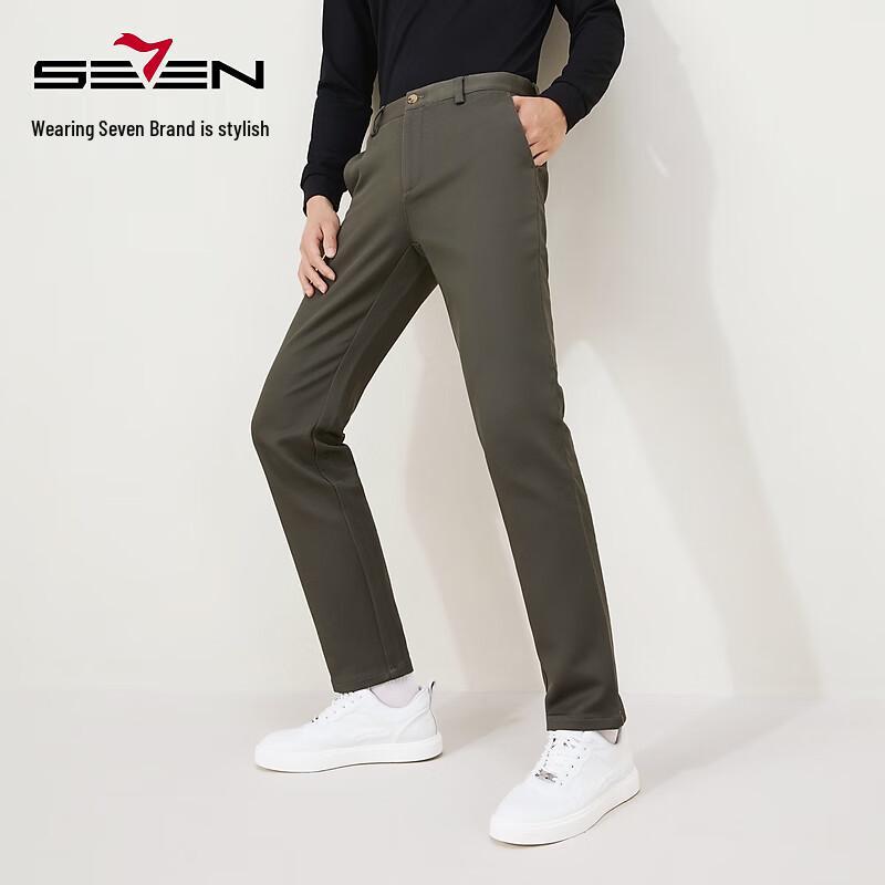 Septwolves Men's Slim-Fit Straight-Leg Business Casual Pants with Lyocell