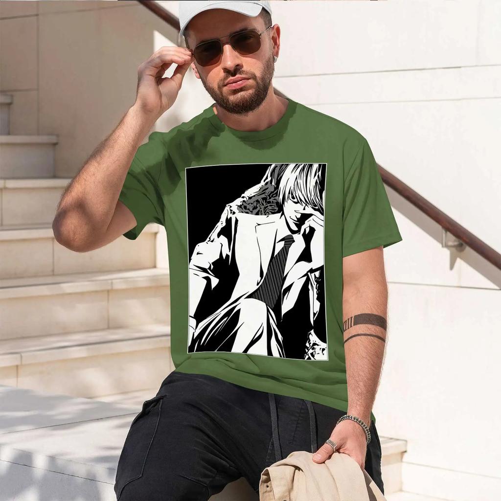 Yagami Tsuki 2026 New Fashion Heavyweight Hot Selling Retro Printed Pattern Fun Round Neck Tshirt For Daily Comfort