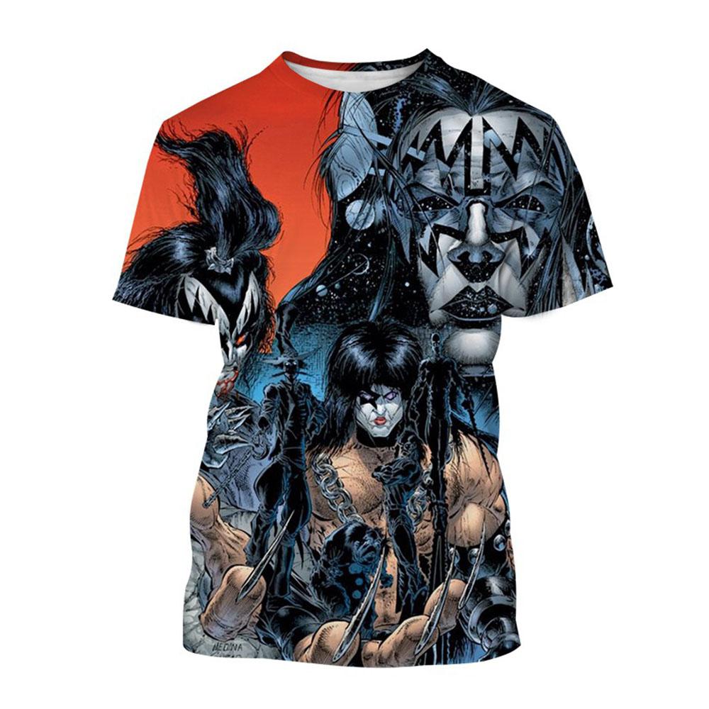 Новые футболки Rock Kiss Band с 3D принтом для мужчин и женщин, футболка с короткими рукавами и круглым вырезом, уличная одежда, большие детские топы в стиле Харадзюку, футболки, одежда 4XL