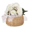 wicker rattan flower child Basket with Pearl handle and bow Hand woven Easter flower basket Wicker basket for Wedding party