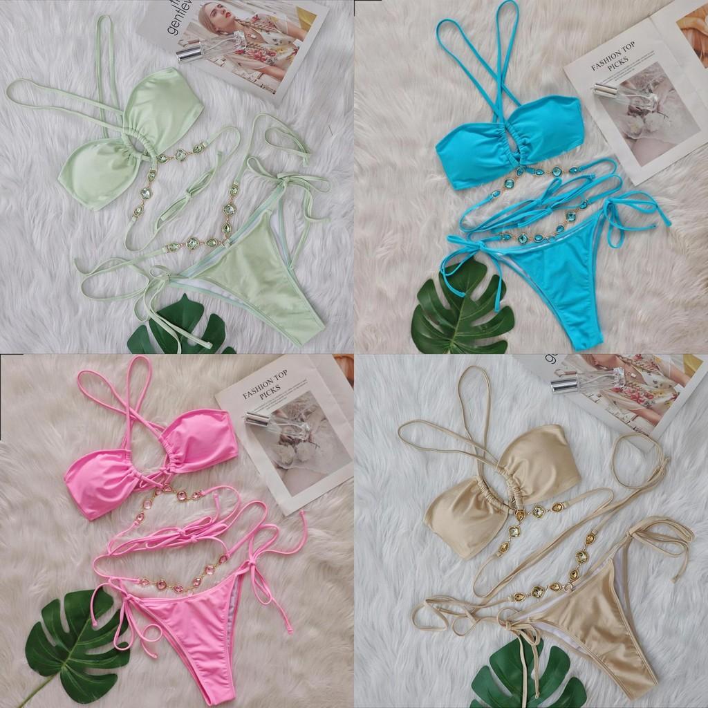 Sexy Bikini With Cross Tie Straps For Beach Swimwear Sexy Womens Swimsuit For Vacation