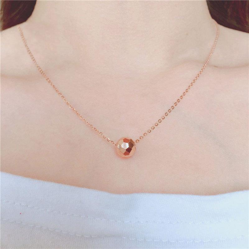 Exquisite 585 Russian Transfer Bead Pendant Rose Gold Plated Fashion Versatile Temperament Color Gold Women'S Collarbone Necklace