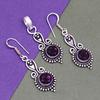 Set Amethyst Pendant Earrings Girls  Earring Necklace Sterling