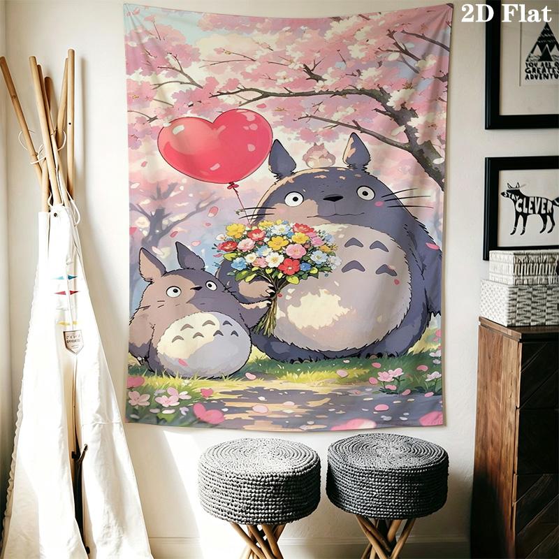 Neighbor Totoro Adventure Forest Tapestry Background Cloth Wallmounted Work Of Art Christmas Gift Atmospheric Background Cloth