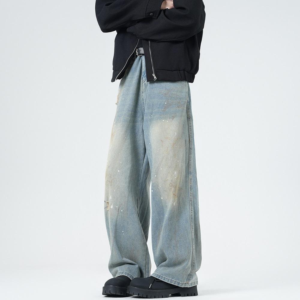 

Новые весенне-летние брюки-шаровары, грязные брюки, выгоревшие, вываренные в соленой воде, уличные джинсы, брюки 3XL