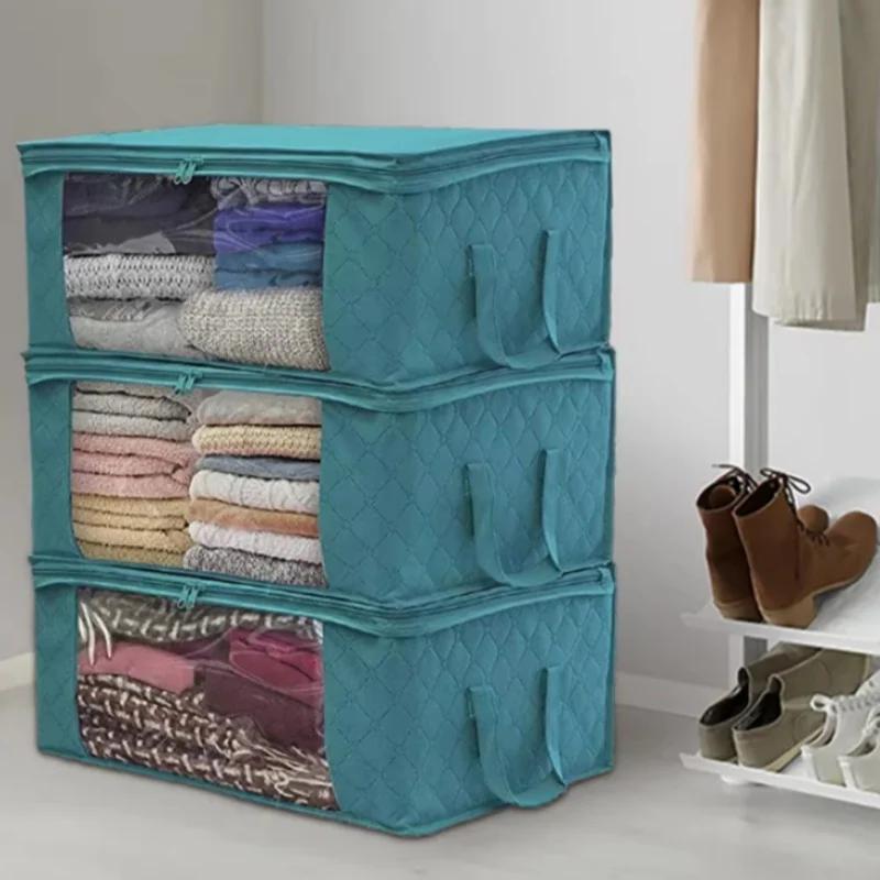 1-5PCS Folding Quilt Storage Bag Large Capacity Nonwoven Clothes Storage Bag Sealed Dustproof Storage Bag Clothes Organiser Box