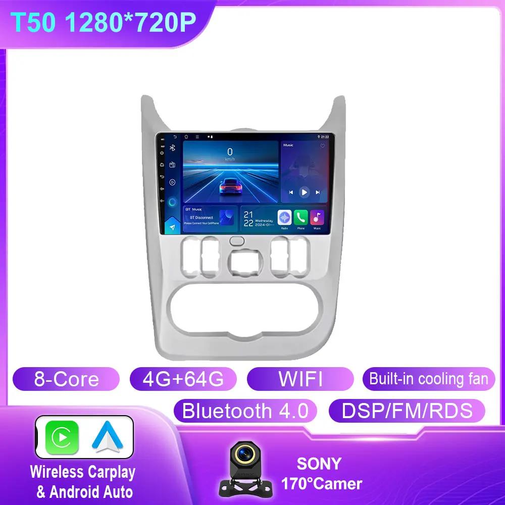 Android 14 For Renault Logan 1 Sandero 2009 2010 2011 2012 - 2015 Largus Dacia Duster Car Radio Multimedia Player Stereo Carplay