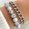 Hip-hop Trendy Hands, Double Marble Beaded Bracelet, Double Bracelet Jewelry Women