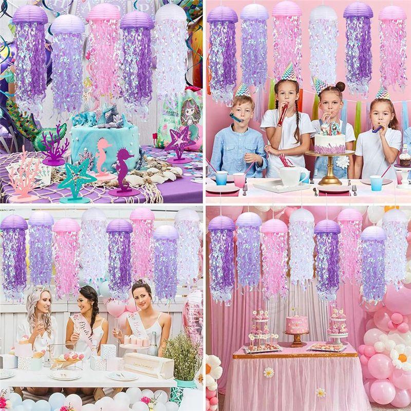 Paper Lanterns Set, 8Pcs Jellyfish Decorations For Under The Sea Partys Decorations Supplies, Jellyfish Lanterns