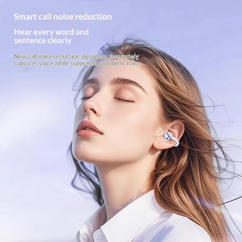 New M79 Earphones Wireless Bone Conduction HIFI Bluetooth 5.4 Earbuds Clip On Ear With Mic Digital Display Waterproof Sport