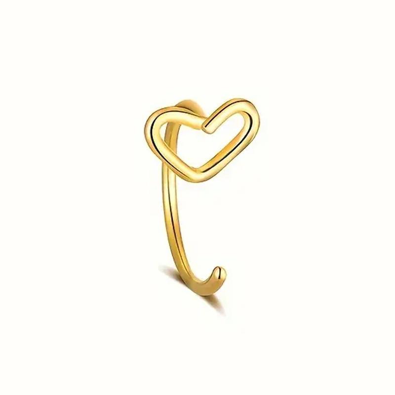 

1 шт. Простое кольцо в нос в форме сердца 20G из нержавеющей стали, пирсинг-украшение для женщин, повседневное ношение, аксессуар для пирсинга тела золотой