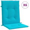 VidaXL Coussins de chaise à dossier bas 6 pcs turquoise tissu 361339