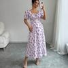 Womens Summer Dresses Elegant Dresses for Women Casual Floral Print Square Neck Beach Dresses for Women Vacation Dresses for Women 2026