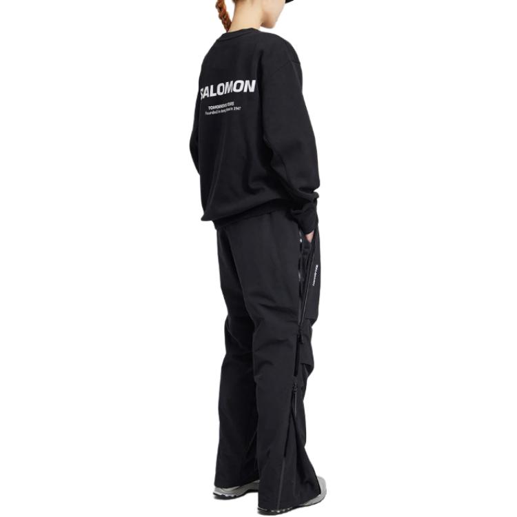 Salomon Solid Color Elastic Waist Straight Loose Casual Pants Unisex bottoms Black LC2392100