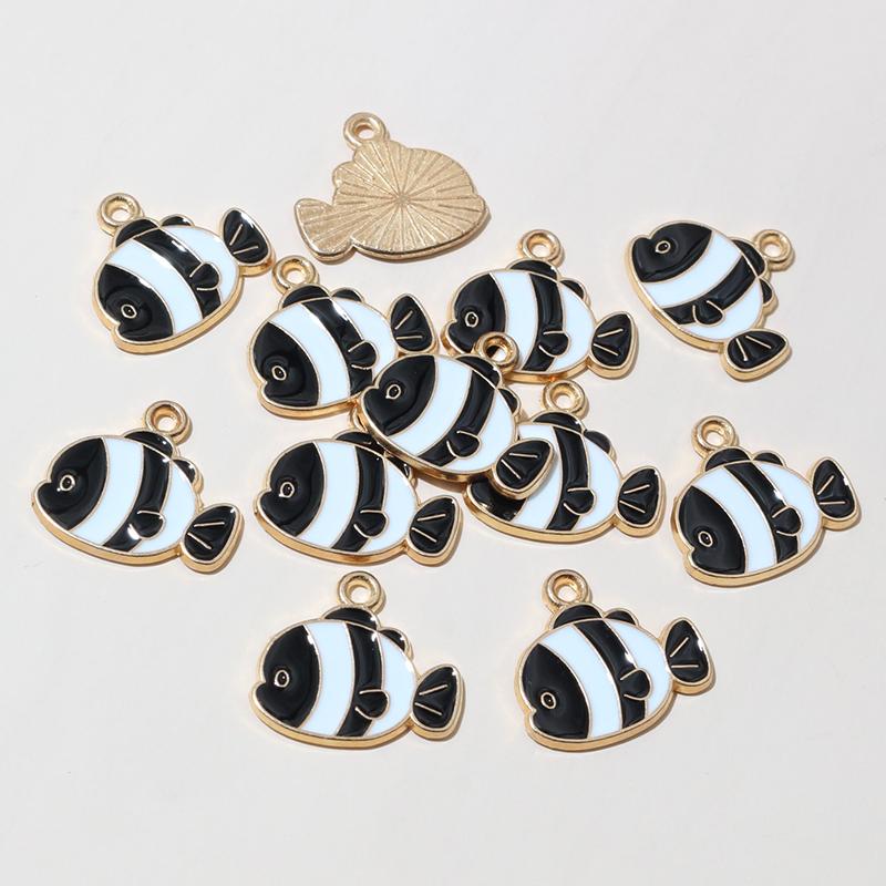 20pcs Enamel Fish Charms Pendant 15x14mm DIY Jewelry Making Accessories Findings for Earrings Necklace Bracelets Crafts