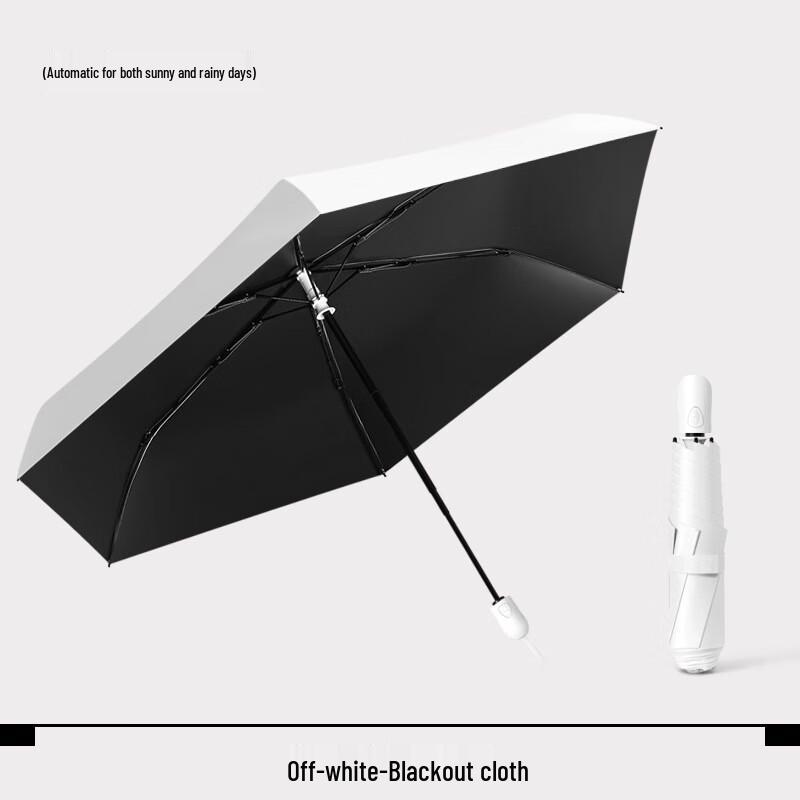 Zuoyou Automatic Ultra-Light 3-Fold Black Vinyl UV Sun Umbrella