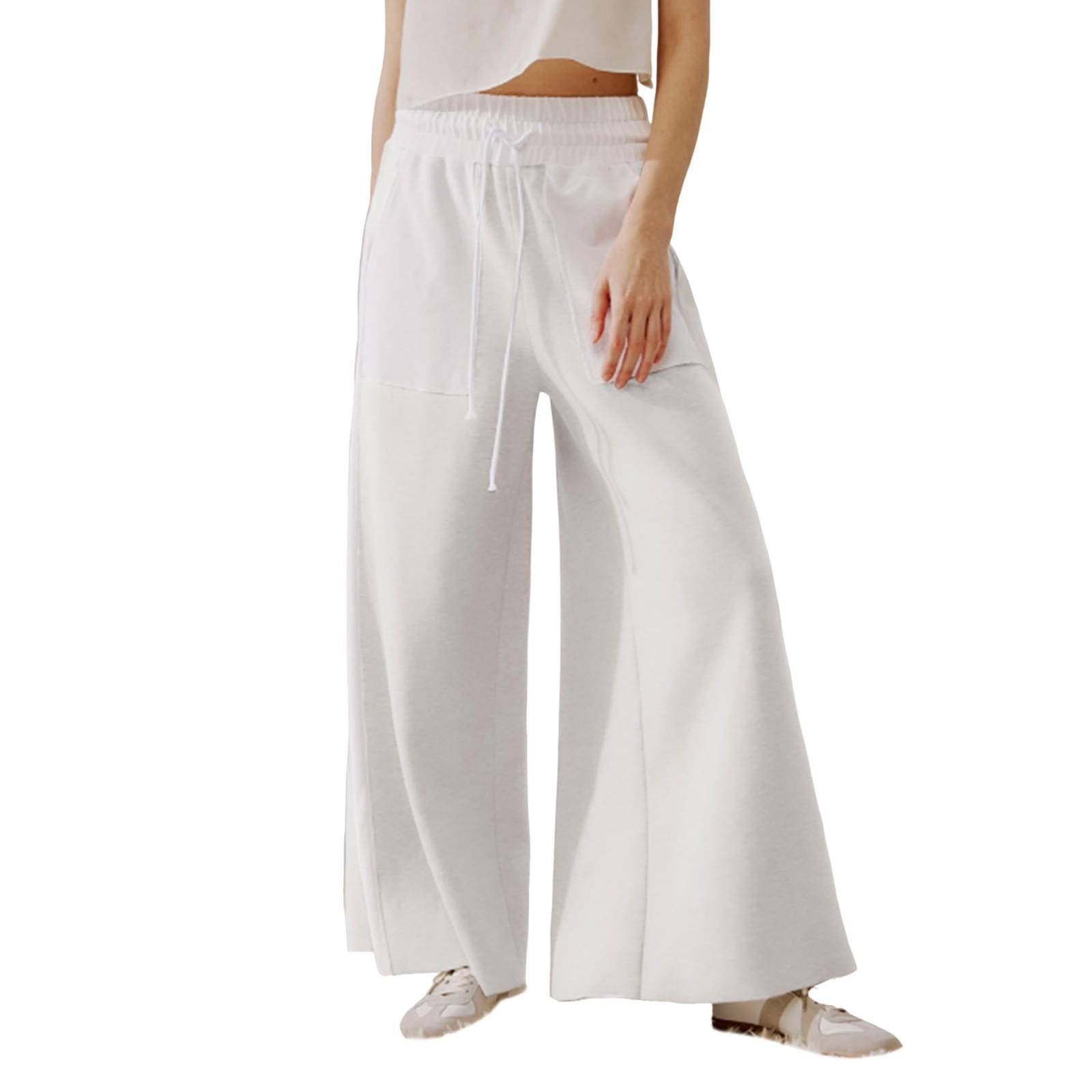 

Женские зимние спортивные штаны, однотонные повседневные брюки, женские флисовые спортивные штаны, широкие прямые брюки S белый
