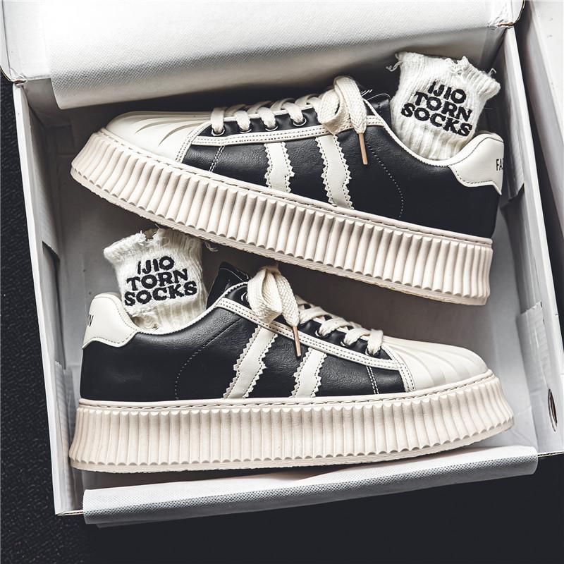 

2024 autumn new men s low-top thick baseplate shoes green shell head student small white tide shoes live sports men s shoes 44