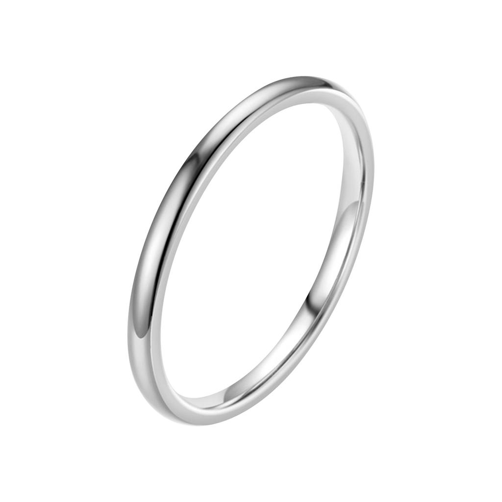 2mm Minimalist Titanium Steel Couple Rings – Smooth Surface Simple Design Ring for Women and Men