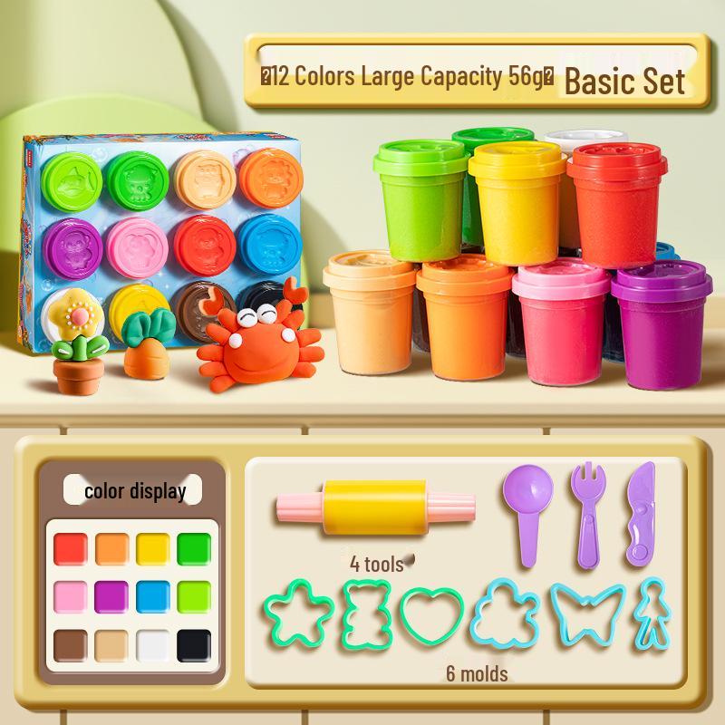 12-Color Food Grade Odorless Modeling Clay Set for Kids