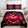 3pcs Dragon Embracing a Heart Print Cover Set Ultra Soft, Breathable, and Comfortable Bedding with Stylish Design for Bedroom and Guest Room Deco