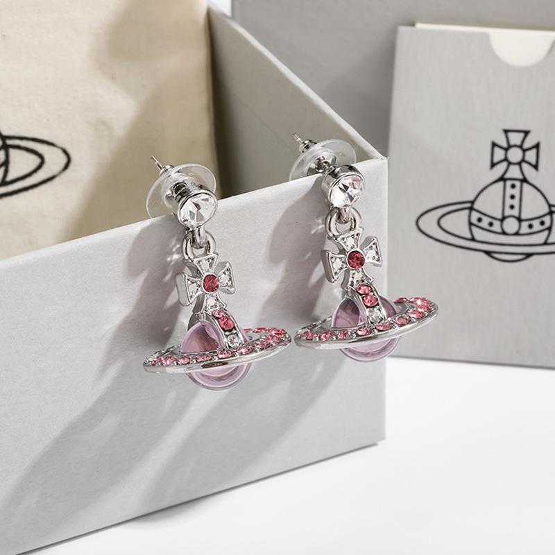 Empress Cixi Saturn Gradient Diamond Orb Necklace & Earrings Set for Women