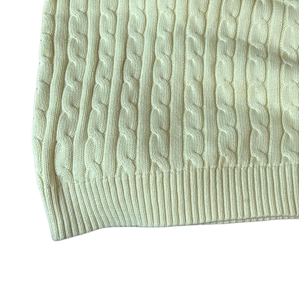 Polo Ralph Lauren Solid Color Logo Embroidered Cable Knit Short Sleeve Sweater Kids Sweater Cream-White 313945437-003