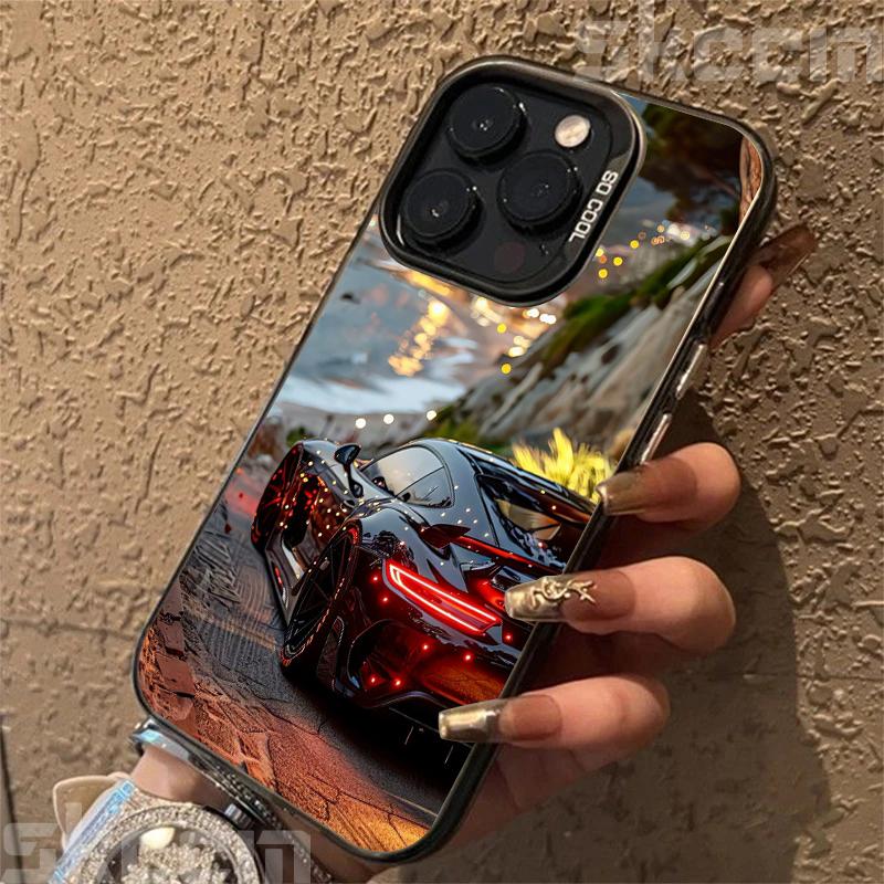 Fashion Dazzling Car Prnt Phone Case For iPhone 16 16E 15 14 13 12 11 Pro Max XR X XS 7 8 Plus IMD Material Back Cover