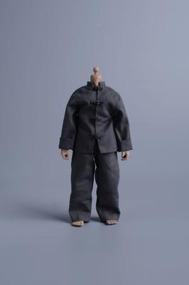 112 Scale MaleFemale Unisex Articulated Action Figure Costume: Tang Dynasty Suit, 6-inch Tunic Suit, Kung Fu Suit, Chinese Suit, Gray (Body, Head,