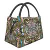 Flower Of Life Abalone Shell On Pearl Insulated Lunch Tote Bag for Women Geometric Mandala Portable Cooler Thermal Bento Box