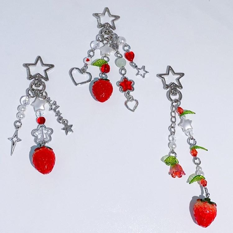 Lovely Strawberry Keychain Fruit Shapes Phone Chain Detachable Phone Lanyard