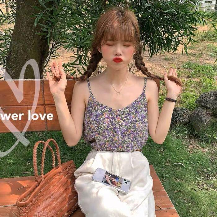 Summer New Camisole Undershirt Sexy Floral Loose Outside Wear Suspenders