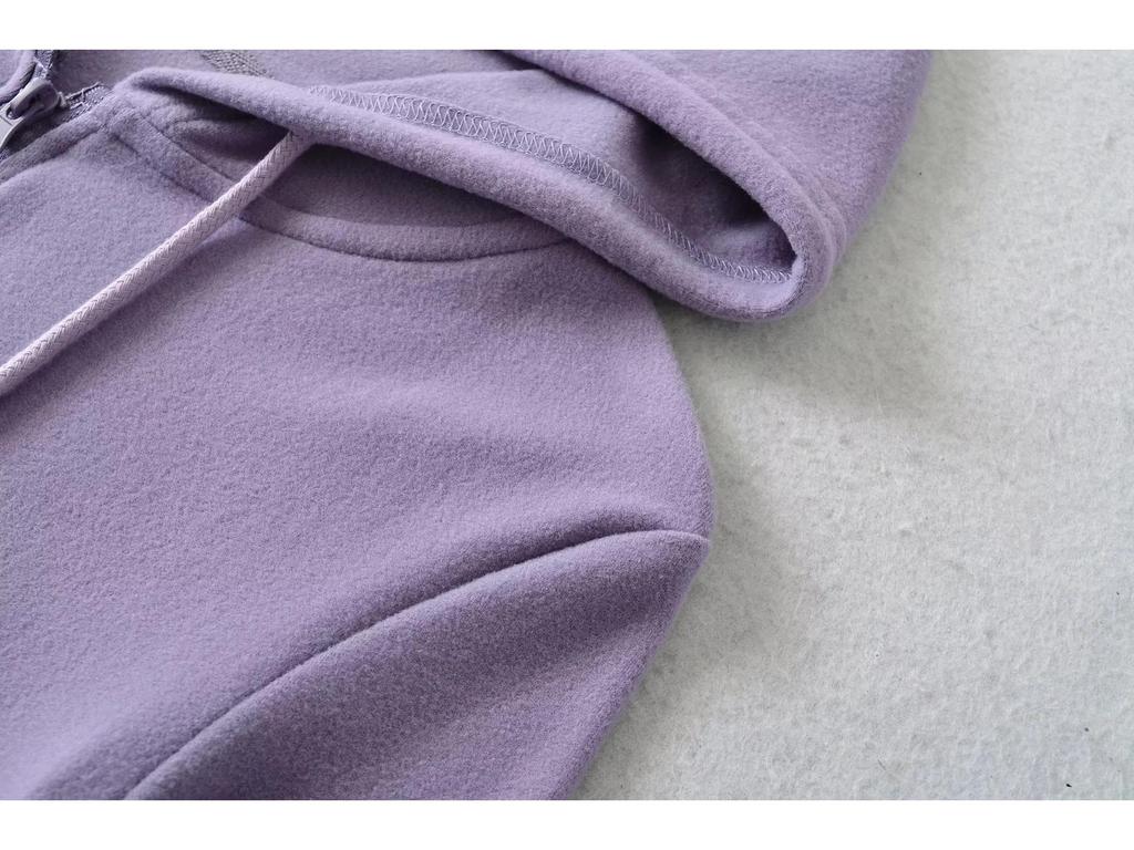 Women's American Style Thermal Fleece Slim Fit Hooded Yoga Sweatshirt with Double Zippers & Large Pockets for Autumn/Winter.