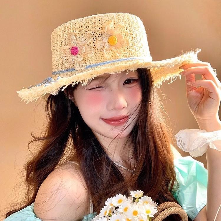 Original Design Sun Hat With Floral Pattern And Large Brim For Summer Beach And Outdoor