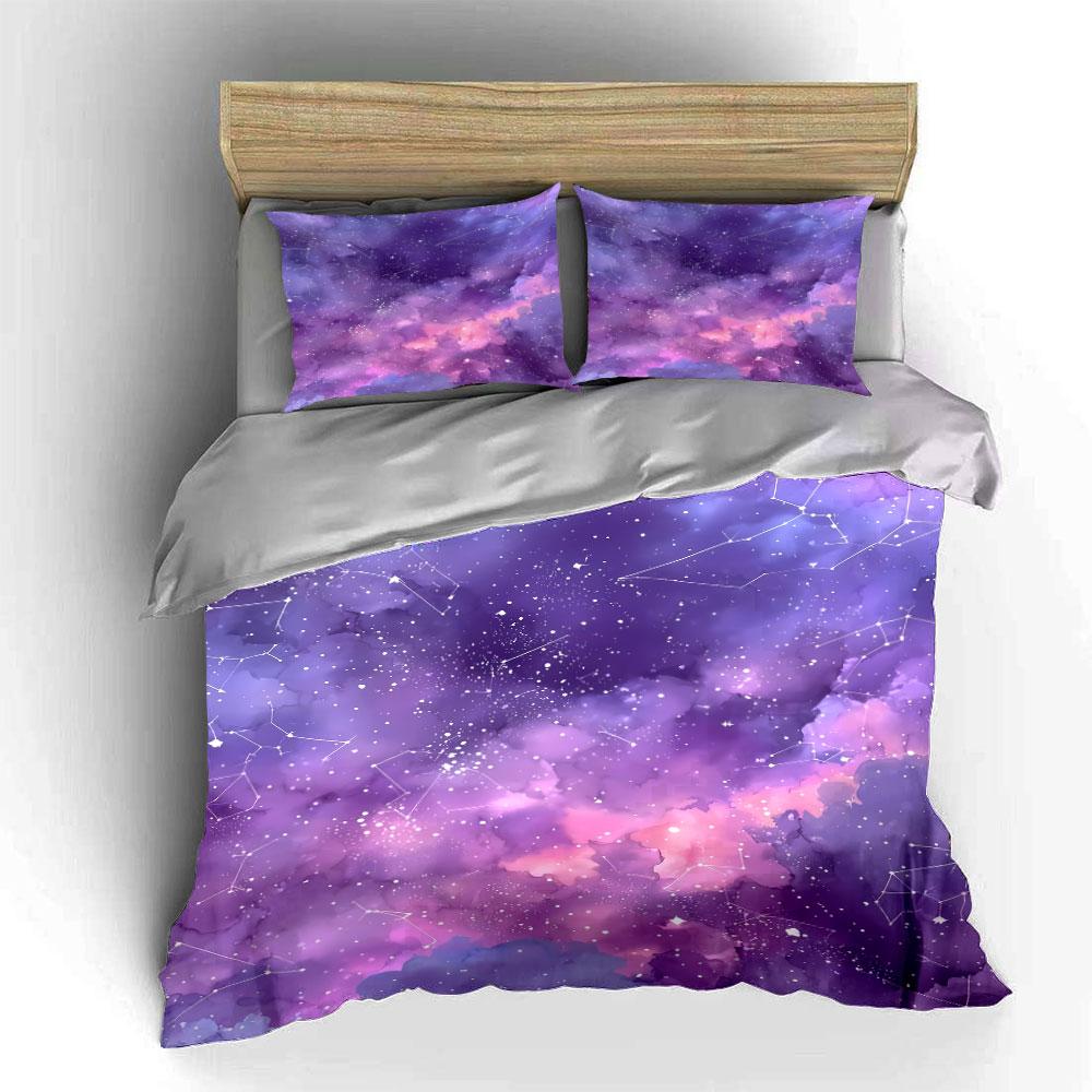 Purple Galaxy Constellation Set Bedding Duvet Cover Set Duvet Cover Pillowcases (1 * Duvet Cover 2 * Pillowcases, without duvet insert)