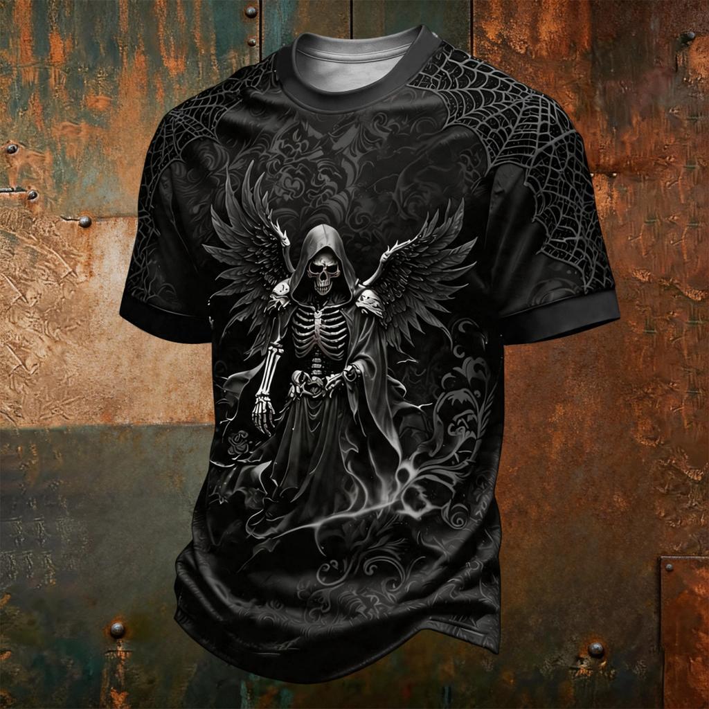 Men's Halloween Printed Short Sleeve Neck T-Shirt Graphic Tee