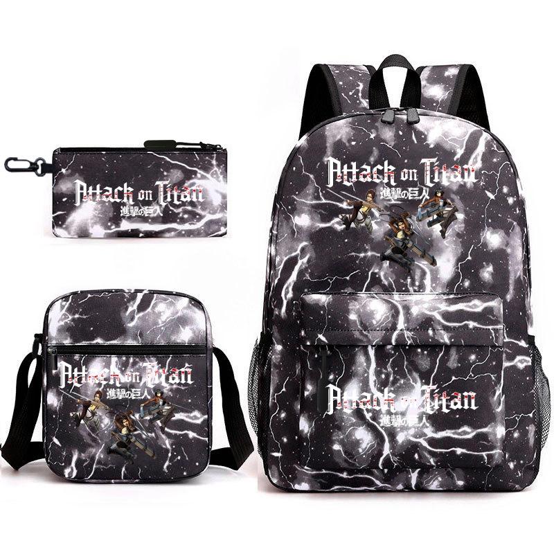 Attack on Titan Teen Anime Rucksack Attack on Titan Schultasche Dreiteiliges Set