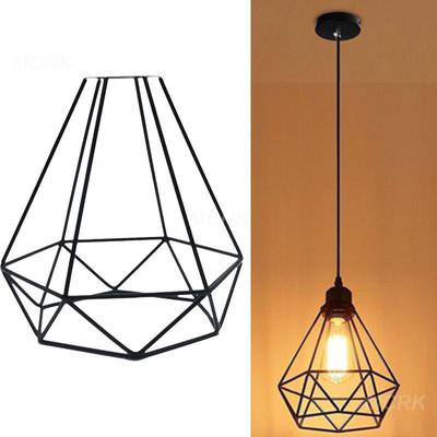 Lamp Shade Metal Light Guard Cage Cover Shades Retro Industrial Geometric Light Shade Metal Wire Frame Ceiling Pendant Lampshade