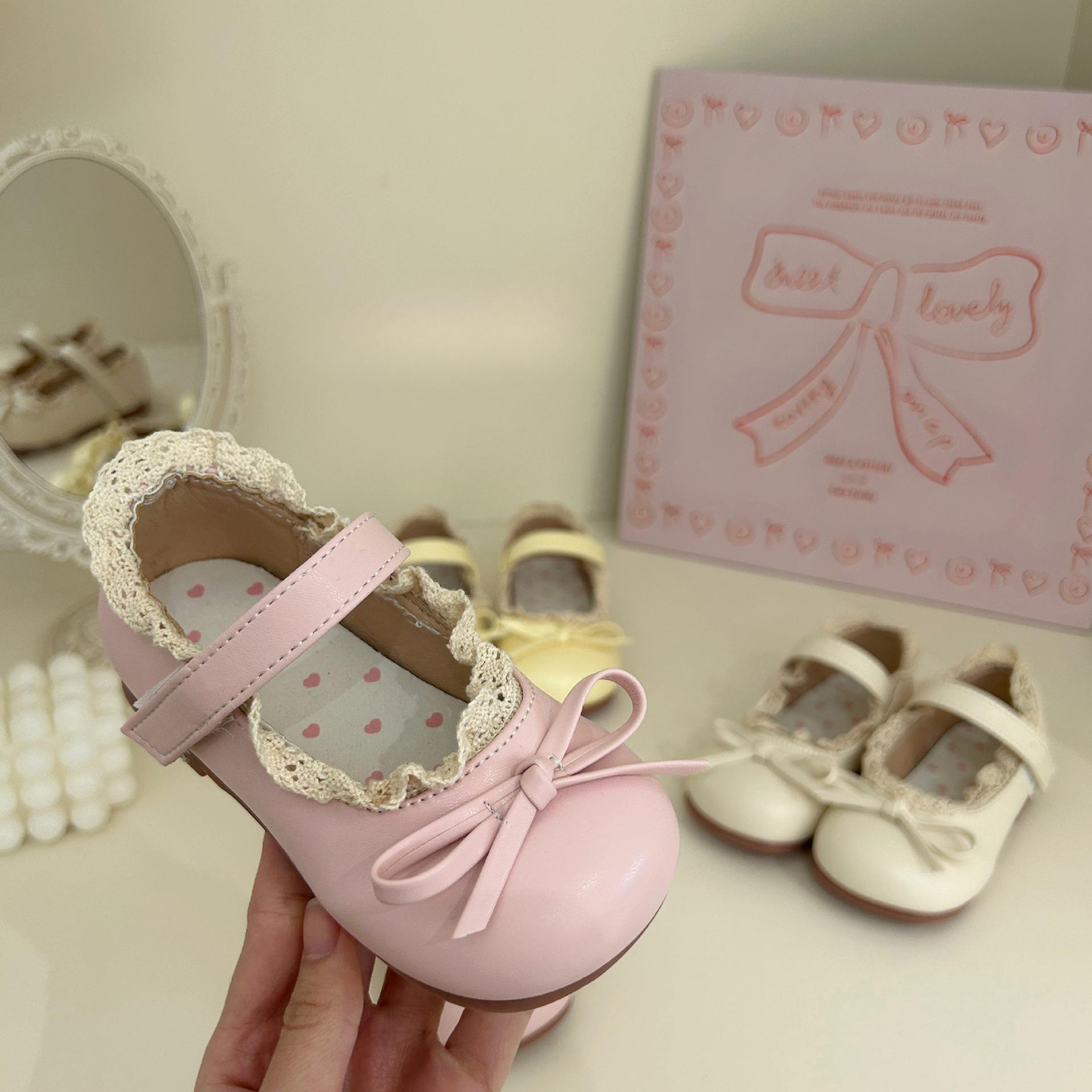 

Girls Korean Style Leather Shoes All-match Bow Princess Shoes Children s Soft Sole Shoes 21 рожевий