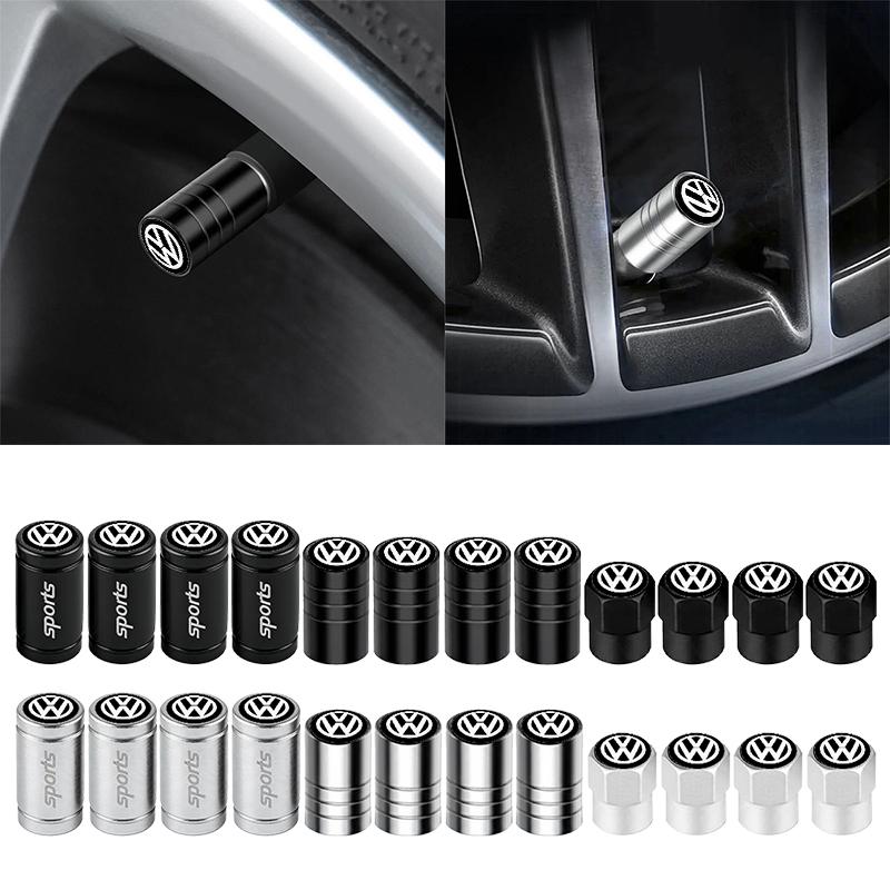 T254Pcs Car Wheel Tire Valve Caps Air Stem Tyre Plug Accessory For Volkswagen VW GTI R Golf 5 7 6 4 Polo Tiguan Passat Jetta Lavida