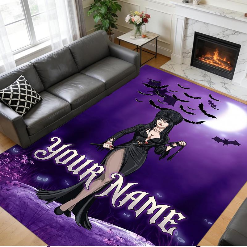 Crystal Velvet Rug Custom Name Text, Soft Non Slip Floor Mat Home DecorElvira Mistress of the Dark