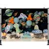 LS Deep Blue Sky Backdrops Cake Smash Child Baby Photo Props Adult Kids Decors Star Astronauts Photography Studio Backgrounds